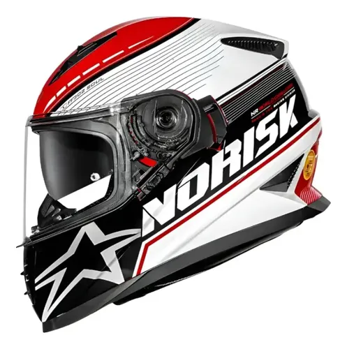 Capacete Norisk FF302 Soul Preto, Branco e Vermelho