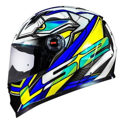 Capacete LS2 FF358 Tribal Azul, Amarelo e Verde